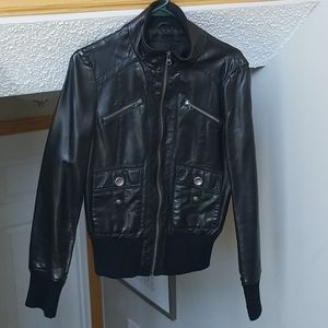 Jenni Max vegan faux leather bomber jacket
